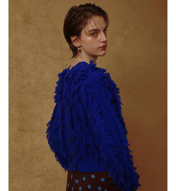 allureville「フリンジシャギー２WAYプルオーバー」|ニット・セーター|ブルー