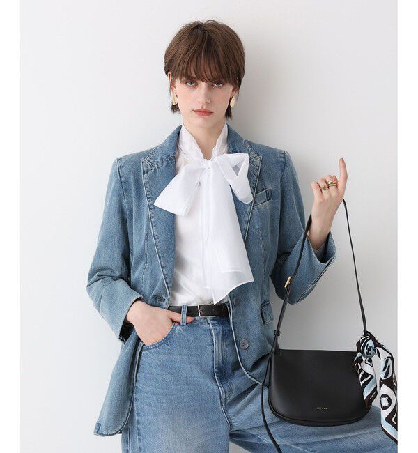 allureville「デニムシングルジャケット」|デニムジャケット|ブルー