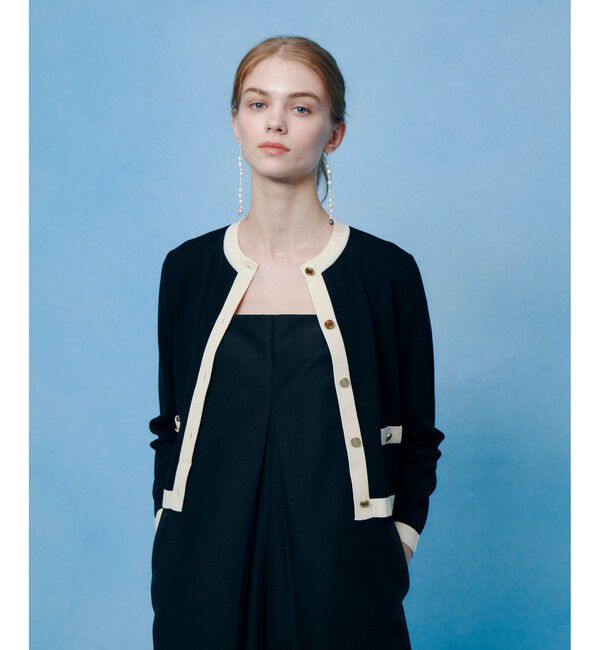 LOULOU WILLOUGHBY「◇【LOULOU WILLOUGHBY】バイカラーコンパクトカーディガン」|カーディガン|ブラック系