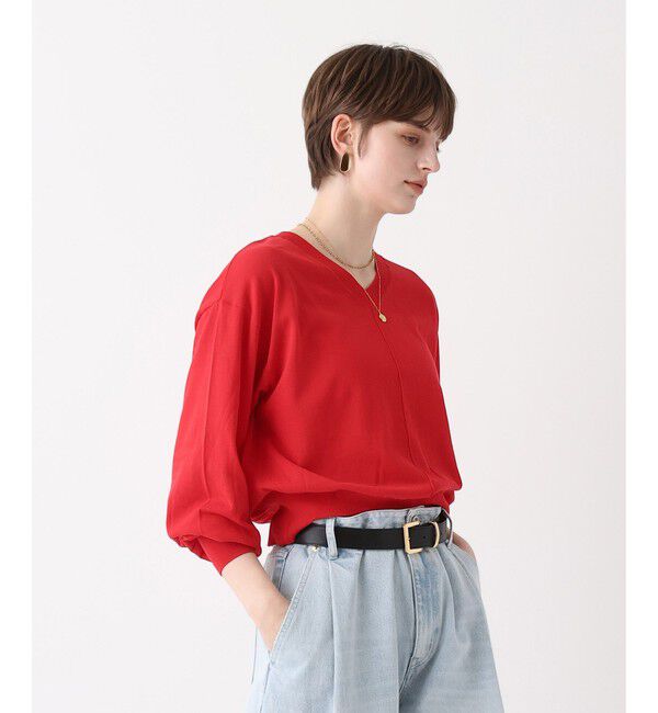 allureville「コットンシルクVネックプルオーバー」|ニット・セーター|