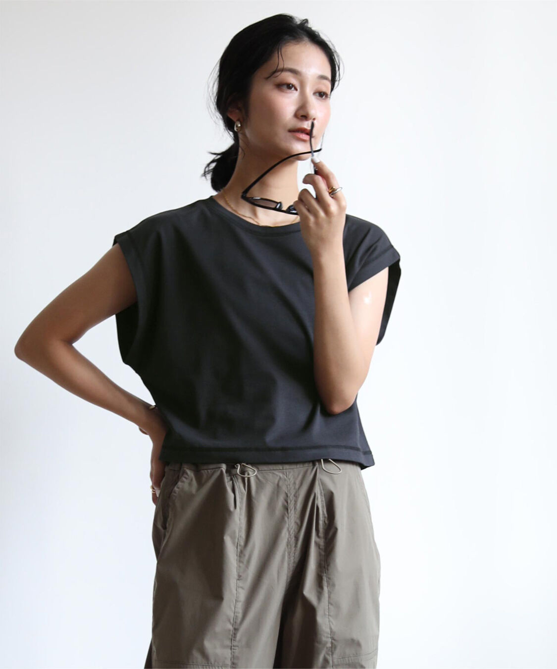 ur's「汗染み防止ワイドスリーブTシャツ」|Tシャツ・カットソー|ブラック