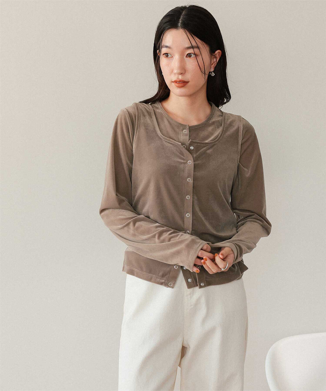 titivate「シアーベロアカーディガン」|カーディガン|