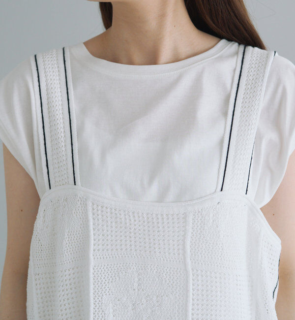  「配色透かし編みビスチェ」|ニット・セーター|