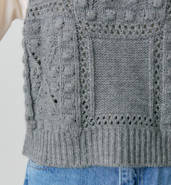  「ポップコーン編みニットベスト」|ニット・セーター|