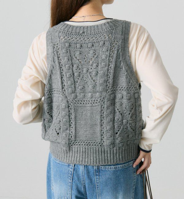  「ポップコーン編みニットベスト」|ニット・セーター|