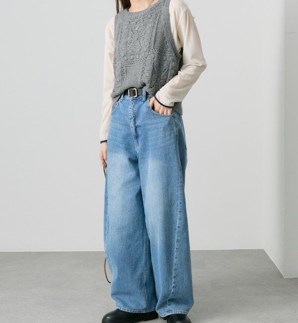  「ポップコーン編みニットベスト」|ニット・セーター|