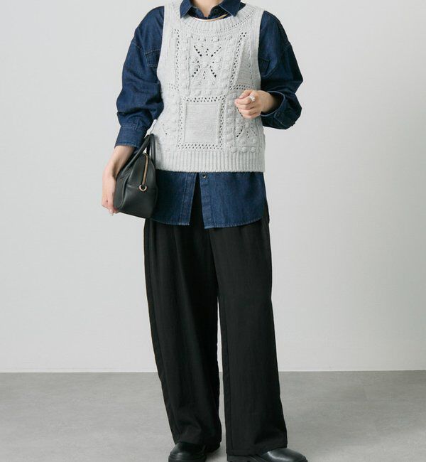  「ポップコーン編みニットベスト」|ニット・セーター|