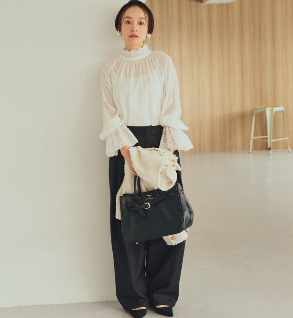  「襟袖レースプチハイネックブラウス」|プルオーバー|