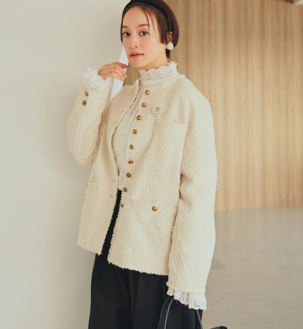  「襟袖レースプチハイネックブラウス」|プルオーバー|