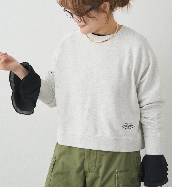  「ロゴ刺繍ショートスウェット」|プルオーバー|