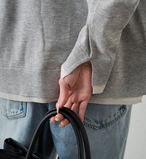  「レイヤード風配色ニットカーディガン」|カーディガン|