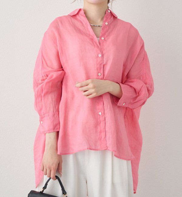  「【新色登場/リバイバル】ラミーオーバーシャツブラウス」|シャツ・ブラウス|ピンク