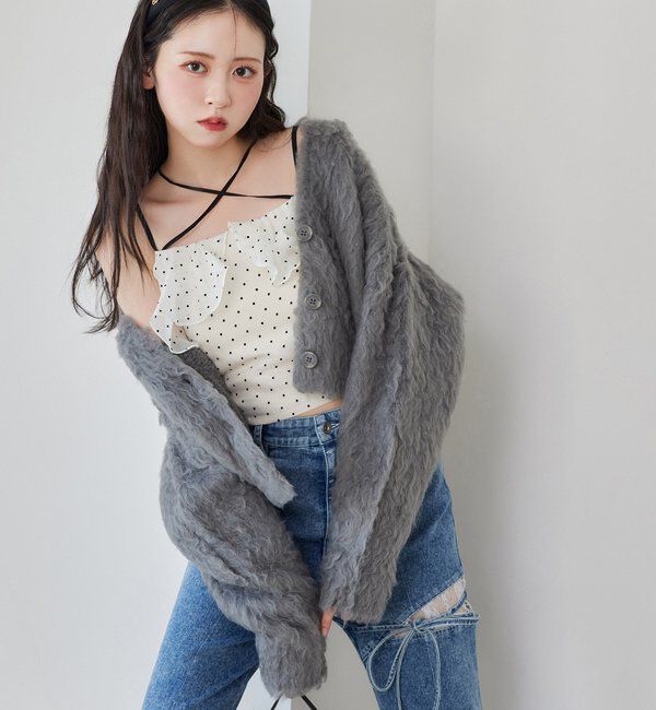  「メリーカールカーディガン」|ニット・セーター|チャコールグレー