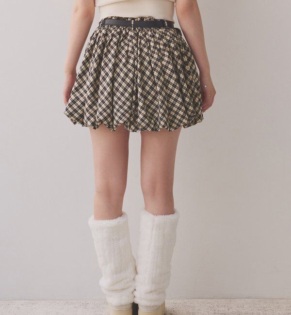  「ベルト付きプリーツバルーンミニスカート」|スカート|