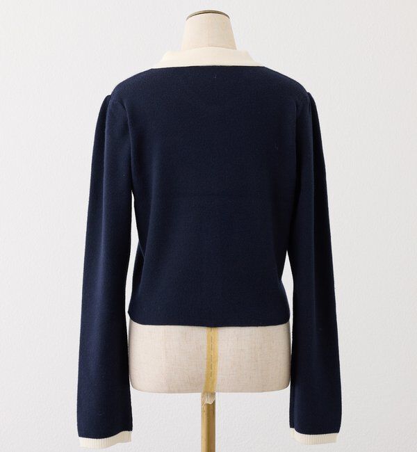  「金ボタン配色衿ニット」|ニット・セーター|