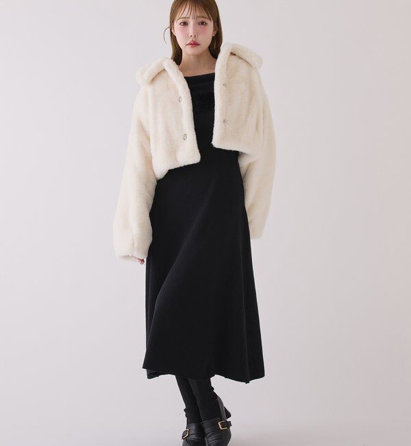  「衿つきエコファーショートコート」|ダウンベスト・ベスト|