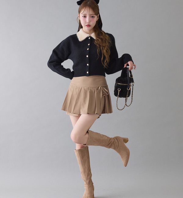  「シャギー襟配色ポロニット」|ニット・セーター|