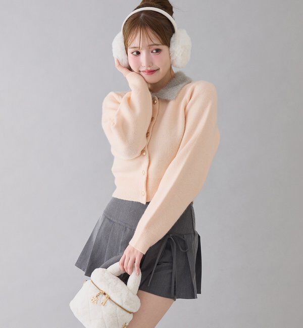  「シャギー襟配色ポロニット」|ニット・セーター|