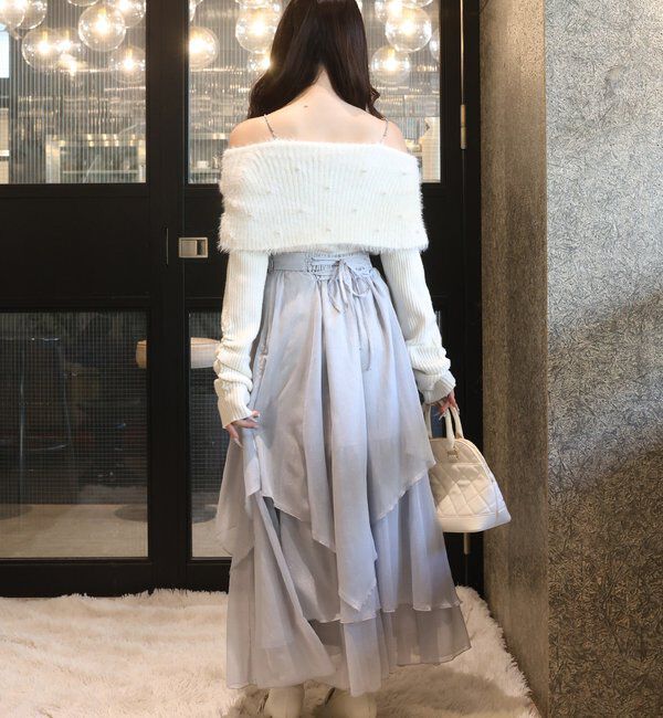  「パール&times;ビジューオフショルニット」|ニット・セーター|