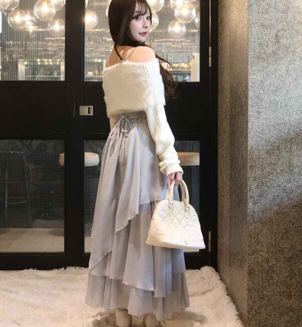  「パール&times;ビジューオフショルニット」|ニット・セーター|