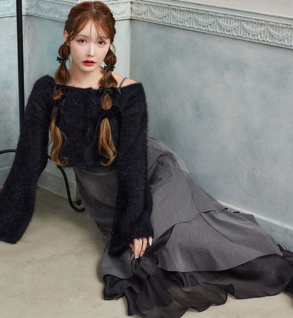  「【HolidayCollection】ニットSETイレヘムワンピース」|ワンピース|チャコールグレー