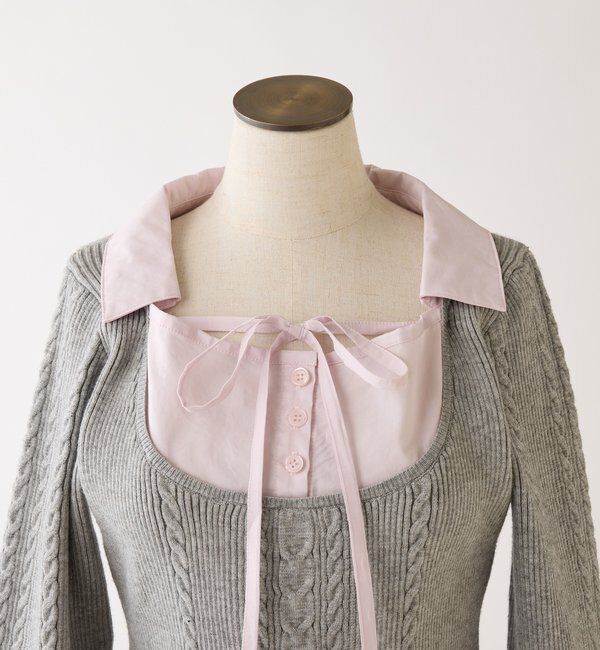  「シャツドッキングレイヤード風ニット」|ニット・セーター|