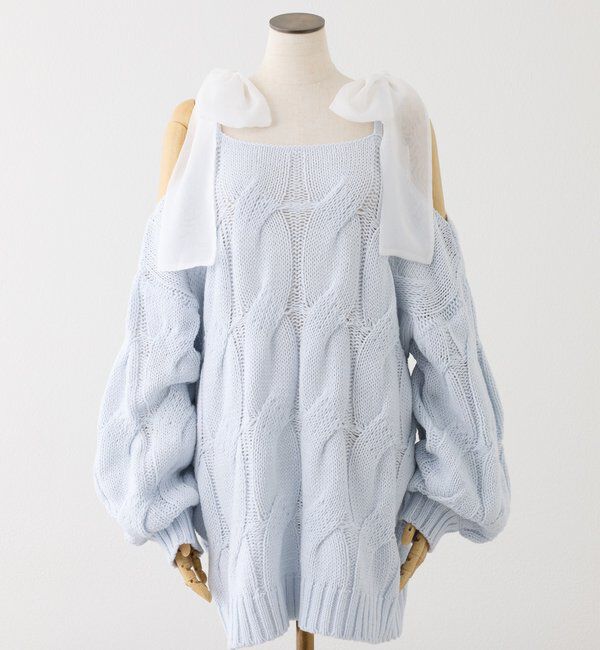  「ミルキーパレットニットミニワンピ／肩リボン取り外し可」|ワンピース|