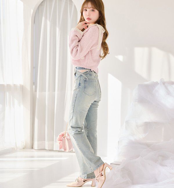  「【セットアップ可能】肩リボン配色ビスチェ」|ニット・セーター|