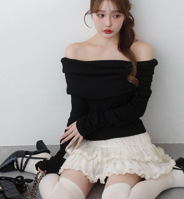  「ドロストリボンオフショルトップス」|プルオーバー|