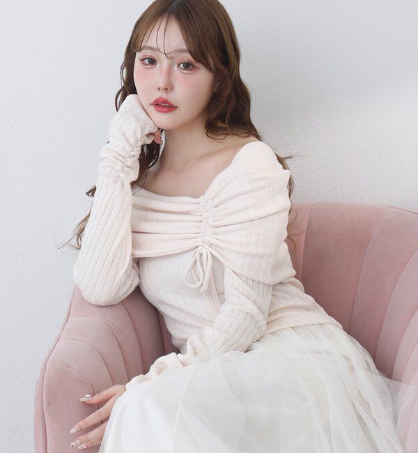  「ドロストリボンオフショルトップス」|プルオーバー|