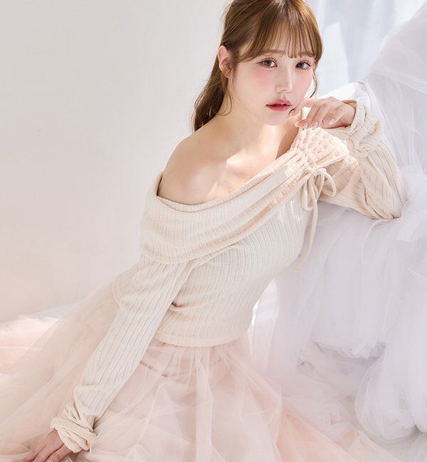  「ドロストリボンオフショルトップス」|プルオーバー|