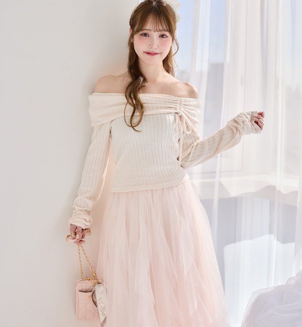  「ドロストリボンオフショルトップス」|プルオーバー|