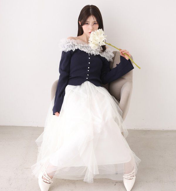  「チュールフリルロングスカート」|スカート|