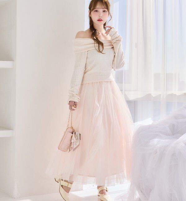  「チュールフリルロングスカート」|スカート|