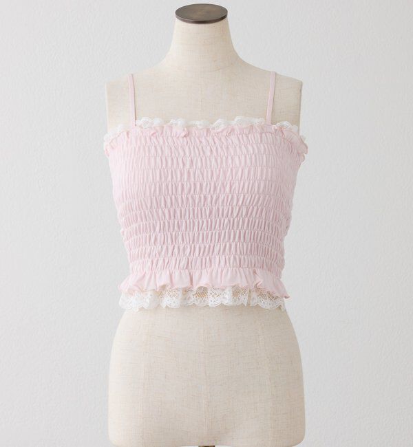  「カップ付きレースシャーリングキャミソール」|プルオーバー|