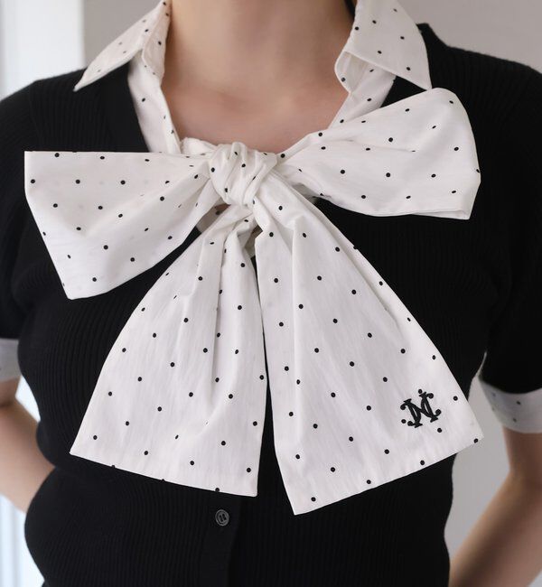  「【リボン取り外し可能】リボンシャツドッキングニット」|ニット・セーター|