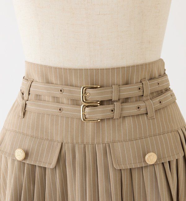  「【SMサイズ展開あり】ダブルベルト付きプリーツミニスカ－ト」|スカート|