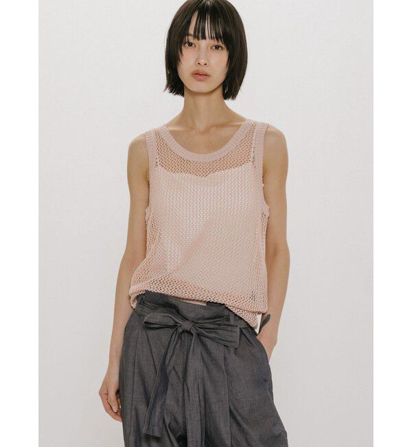 MIDIUMISOLID「MIDIUMISOLID for Ladies メッシュタンクプルオーバー」|ベスト・ジレ|ピンク