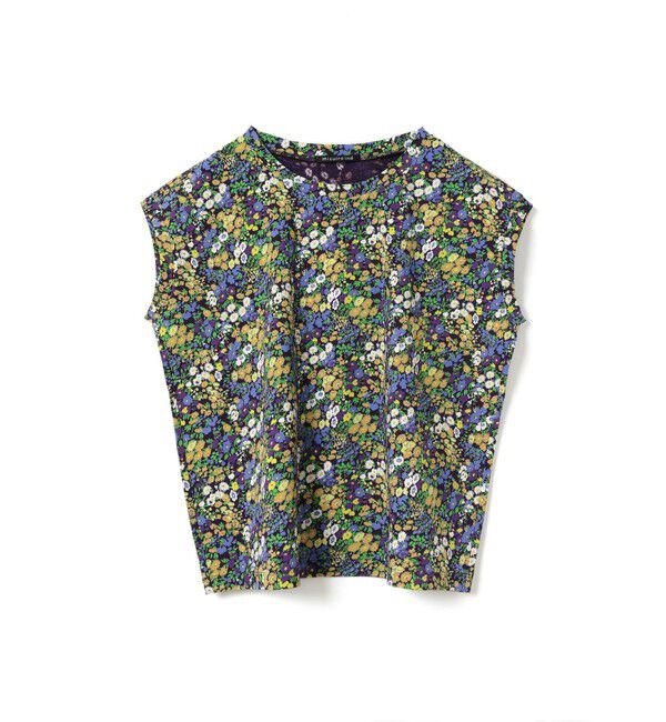 mizuiro ind「mizuiro ind フラワープリントフレンチスリーブプルオーバー」|Tシャツ・カットソー|ネイビー