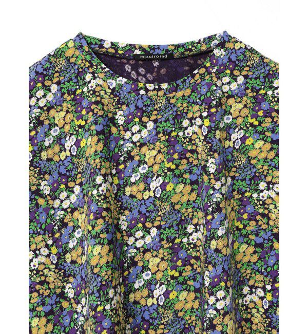 mizuiro ind「mizuiro ind フラワープリントフレンチスリーブプルオーバー」|Tシャツ・カットソー|