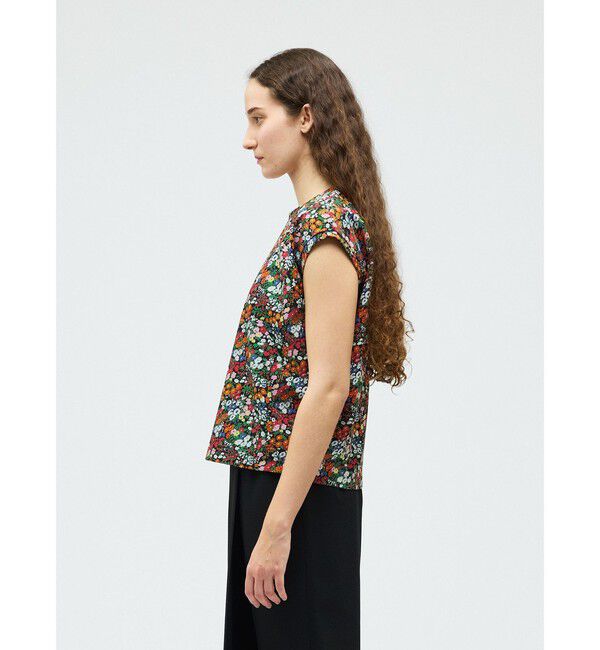 mizuiro ind「mizuiro ind フラワープリントフレンチスリーブプルオーバー」|Tシャツ・カットソー|