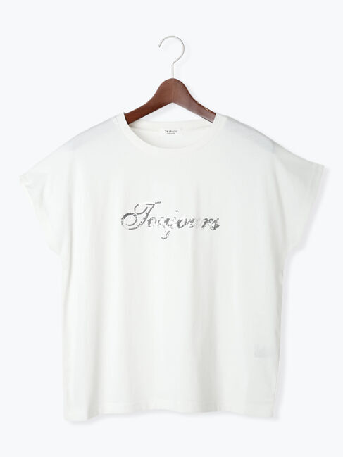 Te chichi TERRASSE「【接触冷感】スパンコールロゴフレンチスリーブTシャツ」|Tシャツ・カットソー|オフホワイト