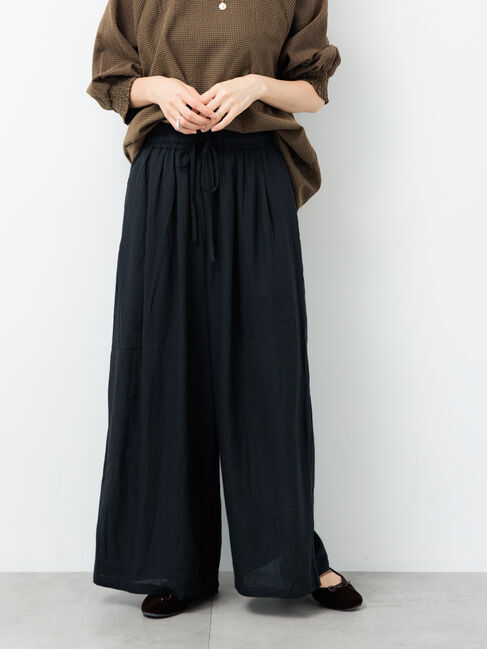 Lugnoncure「麻レーヨンワイドイージーパンツ」|その他|ブラック