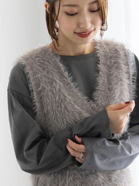 Te chichi「シルケットロングスリーブTシャツ《2025winter catalog item》」|Tシャツ・カットソー|チャコールグレー