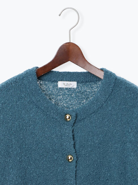 Te chichi TERRASSE「ブークレ金釦クルーネックカーディガン」|カーディガン|