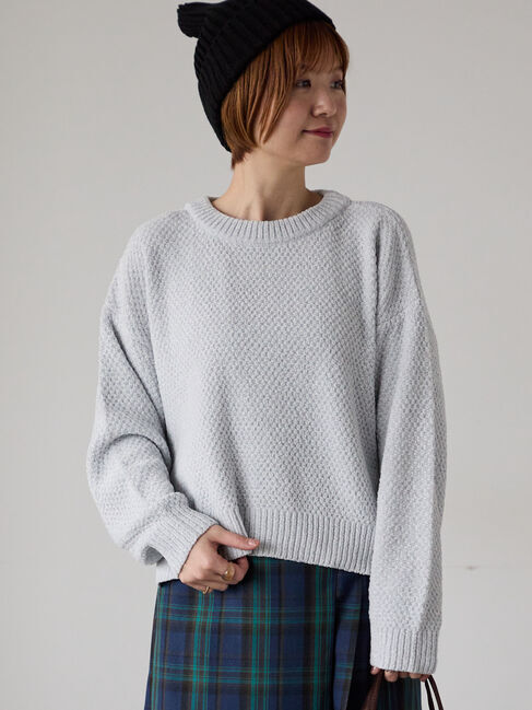 Lugnoncure「ラメ混モール鹿の子編みニット」|ニット・セーター|グレー