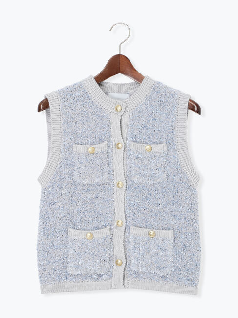 Te chichi「ツイードニットベスト」|ダウンベスト・ベスト|