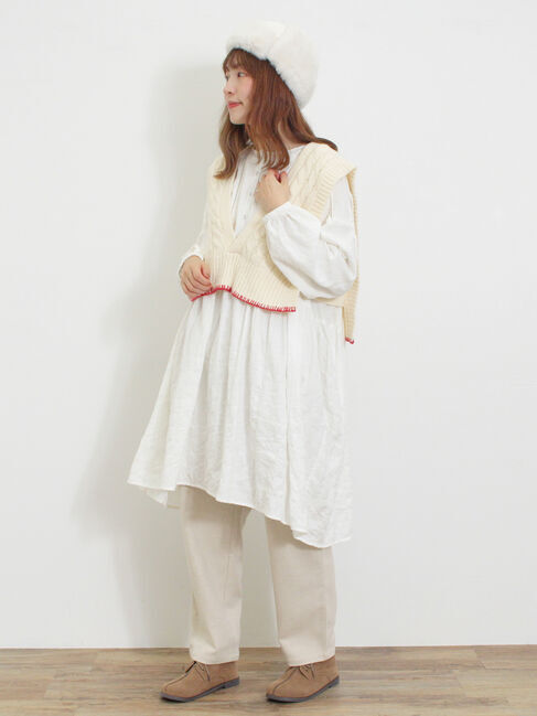 Samansa Mos2「◎ブランケットステッチケーブル編みショートベスト」|ダウンベスト・ベスト|