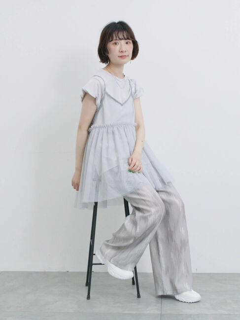 Samansa Mos2 blue「【接触冷感】水彩柄イージーパンツ」|その他|