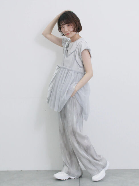 Samansa Mos2 blue「【接触冷感】水彩柄イージーパンツ」|その他|